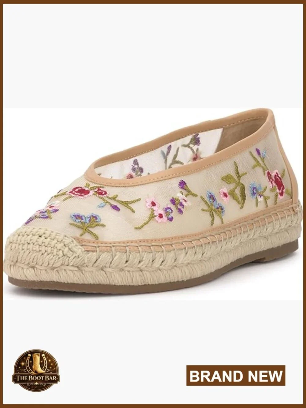 Embellished Mesh Espadrille Flats with Round Toe